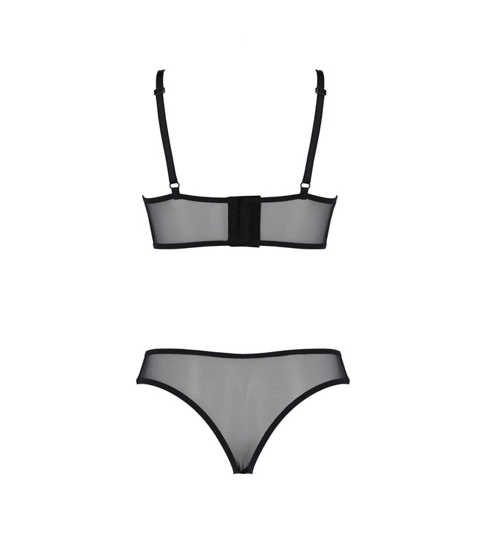 Transparentes Dessous-Set mit Netz und Spitze | Passion
