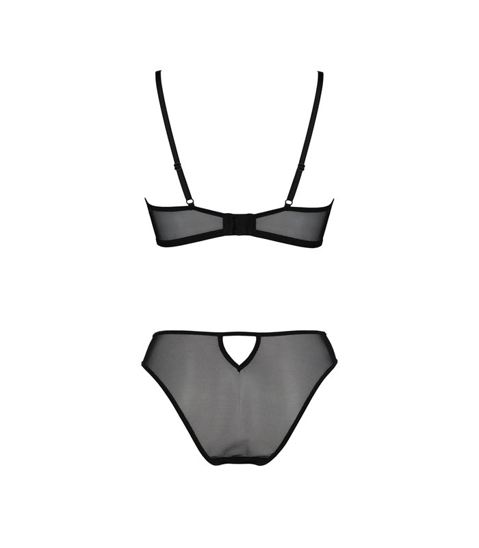 Transparentes Netz-Dessous-Set mit Bügel-BH und Slip | Passion