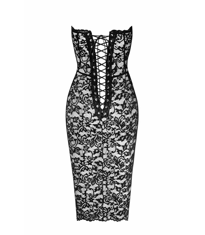 Elegantes Midikleid mit Rückenschnürung und Stäbchenstützung | Noir Handmade