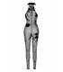 Netzstoff-Bodystocking mit Wildblumen-Flockdruck | Noir Handmade