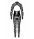 Langärmeliger Spitzen-Catsuit mit Wetlook-Unterbrustmieder | Noir Handmade