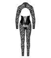Langärmeliger Spitzen-Catsuit mit Wetlook-Unterbrustmieder | Noir Handmade