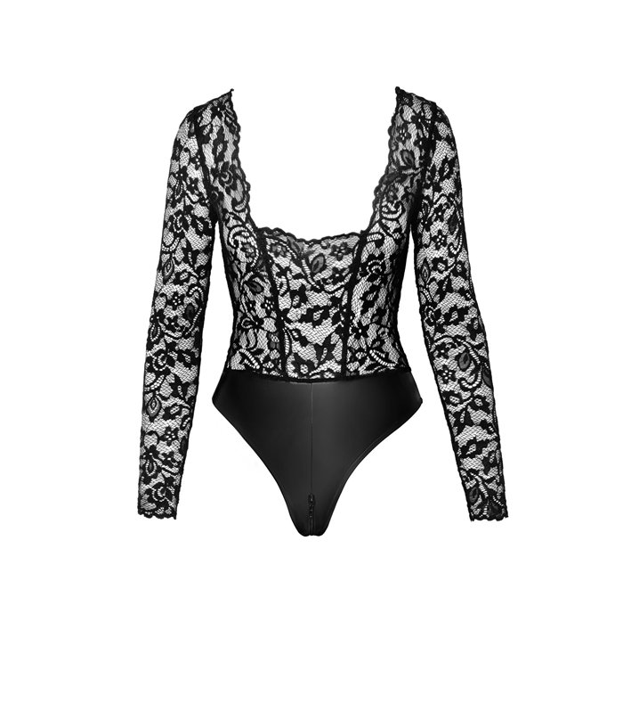 Figurbetonter Spitzen-Body mit Reißverschluss | Noir Handmade
