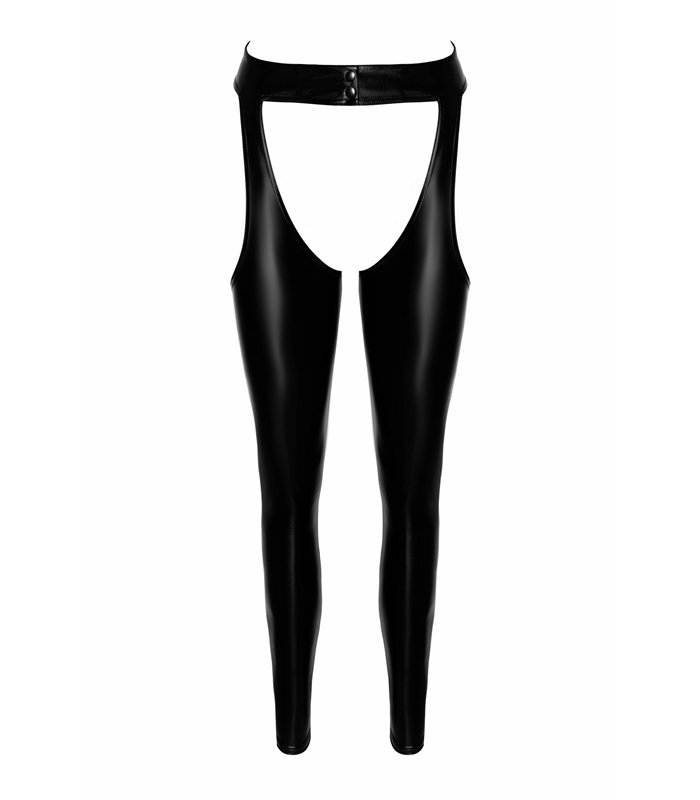 Elegante Chaps mit Knopfverschluss und glänzender Oberfläche | Noir Handmade