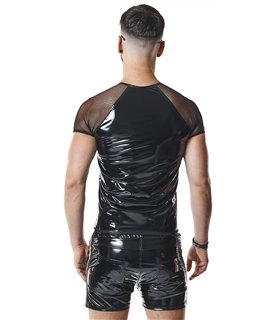 PVC Mesh T-Shirt mit Regenbogen-Patch für Herren | Regnes Fetish Planet PVC Mesh T-Shirt mit Regenbogen-Patch für Herren | Regnes Fetish Planet