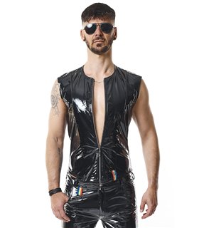 PVC Herren Weste mit vertikalen Nähten und Zipper | Regnes Fetish Planet PVC Herren Weste mit vertikalen Nähten und Zipper | Regnes Fetish Planet