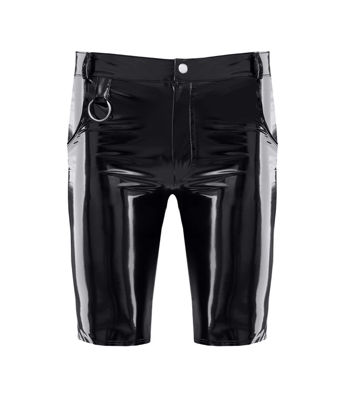 Herren PVC Shorts mit Metallring und Gürtelschlaufen | Regnes Fetish Planet