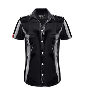 Herren Military PVC Hemd Slim Fit mit Druckknöpfen | Regnes Fetish Planet Herren Military PVC Hemd Slim Fit mit Druckknöpfen | Regnes Fetish Planet