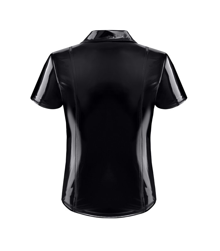 Herren Poloshirt aus glänzendem Lack-Optik Material | Regnes Fetish Planet