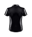 Poloshirt aus glänzendem Lack-Stoff mit vertikalen Designnähten | Regnes Fetish Planet Poloshirt aus glänzendem Lack-Stoff mit vertikalen Designnähten | Regnes Fetish Planet