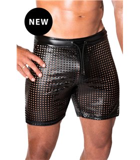 Perforierte Herren-Shorts mit Kunstleder-Akzenten und Reißverschluss | Noir Handmade Men