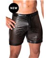 Perforierte Herren-Shorts mit Kunstleder-Akzenten und Reißverschluss | Noir Handmade Men