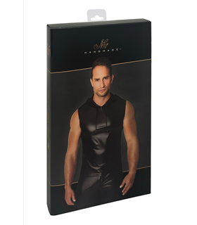Ärmelloses Kapuzenshirt mit Wetlook-Finish und cooler Silhouette | Noir Handmade Men