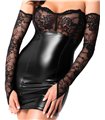 Wetlook Minikleid mit Spitzendetails und Armstulpen | Noir Handmade