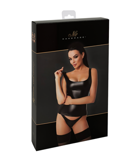 Trägertop mit glänzender Oberfläche und elastischer Passform | Noir Handmade