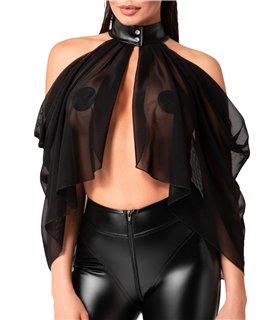 Transparenter Neckholder-Bolero mit Druckknöpfen | Noir Handmade