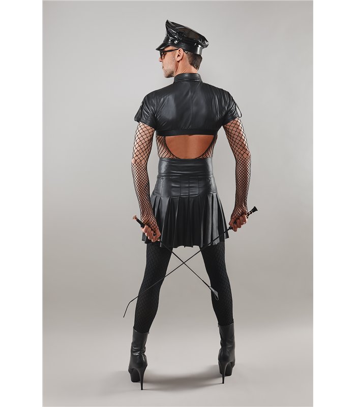 Eleganter Wetlook Faltenrock mit seitlichem Reißverschluss | Regnes Fetish Planet