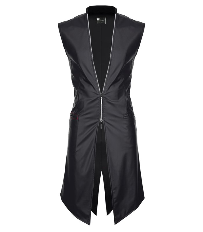 Herren Wetlook Frack Weste Slim-Fit mit Dreieckelementen | Regnes Fetish Planet
