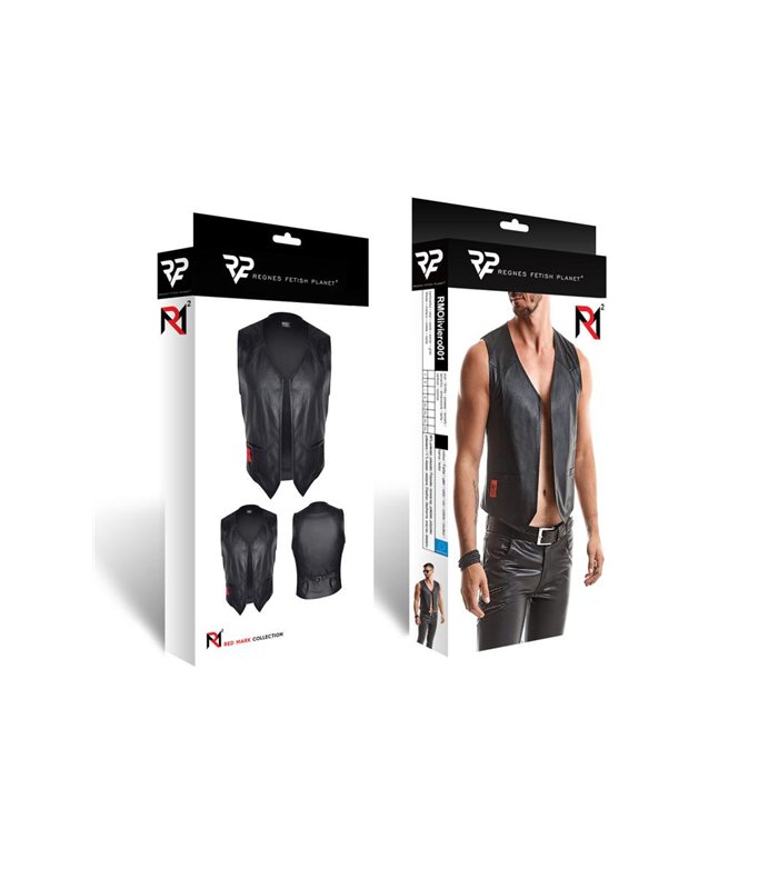 Elegante Herren-Weste mit geometrischen Steppungen und Metallschnalle | Regnes Fetish Planet