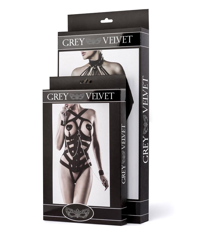 Harness Body mit Gummibändern und Chocker | Grey Velvet