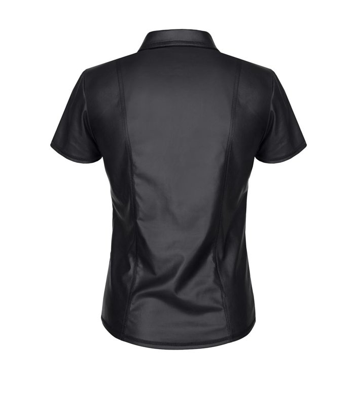 Wetlook-Poloshirt mit Reißverschluss und Ziernähten | Regnes Fetish Planet