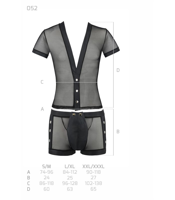 Erotisches Herren-Dessous-Set mit Knöpfen und Netzeinsätzen | Passion Menswear