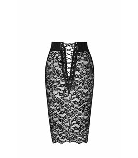 Eleganter Spitzenrock mit Schnürung und Wetlook-Bund | Noir Handmade