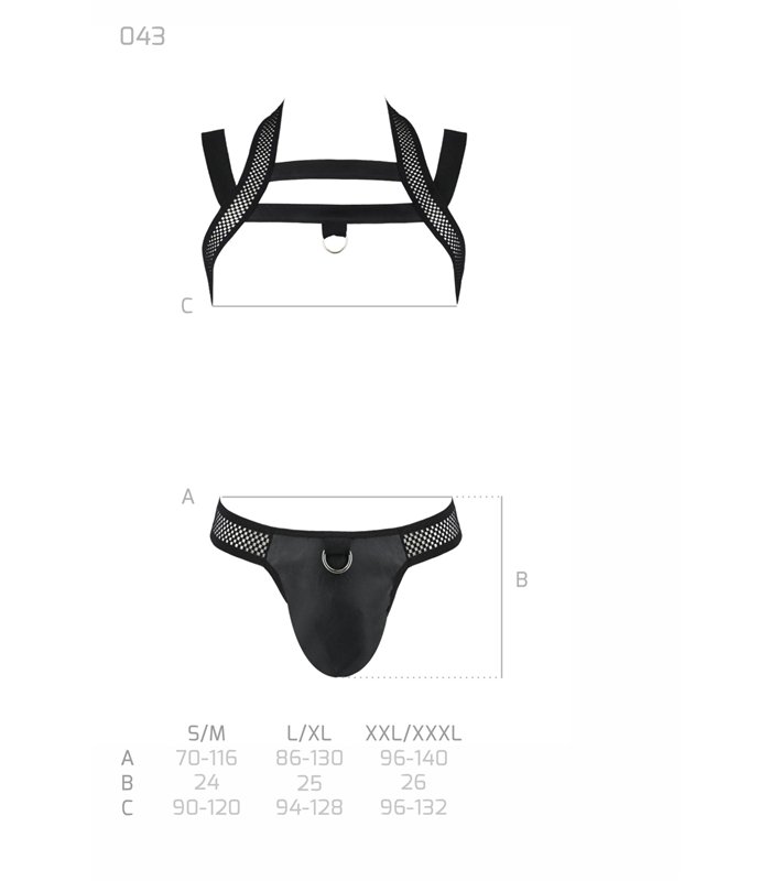 Harness Set mit Netzeinsätzen, Metallring und Gummibändern | Passion Menswear