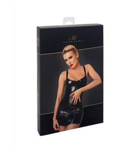 Wetlook Minikleid mit Reißverschluss und verstellbaren Trägern | Noir Handmade