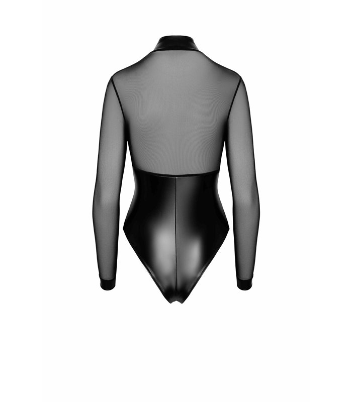 Transparenter Netz-Body mit Reißverschluss und Metallringen | Noir Handmade