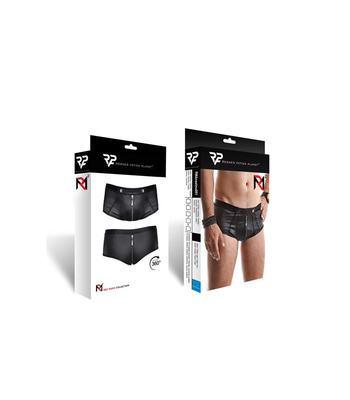 Herren Wetlook Shorts mit Reißverschluss und Druckknöpfen | Regnes Fetish Planet