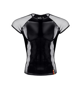 PVC Mesh T-Shirt mit Regenbogen-Patch für Herren | Regnes Fetish Planet PVC Mesh T-Shirt mit Regenbogen-Patch für Herren | Regnes Fetish Planet