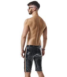 Herren Lack-Shorts mit Regenbogen-Akzent und Taschen | Regnes Fetish Planet Herren Lack-Shorts mit Regenbogen-Akzent und Taschen | Regnes Fetish Planet