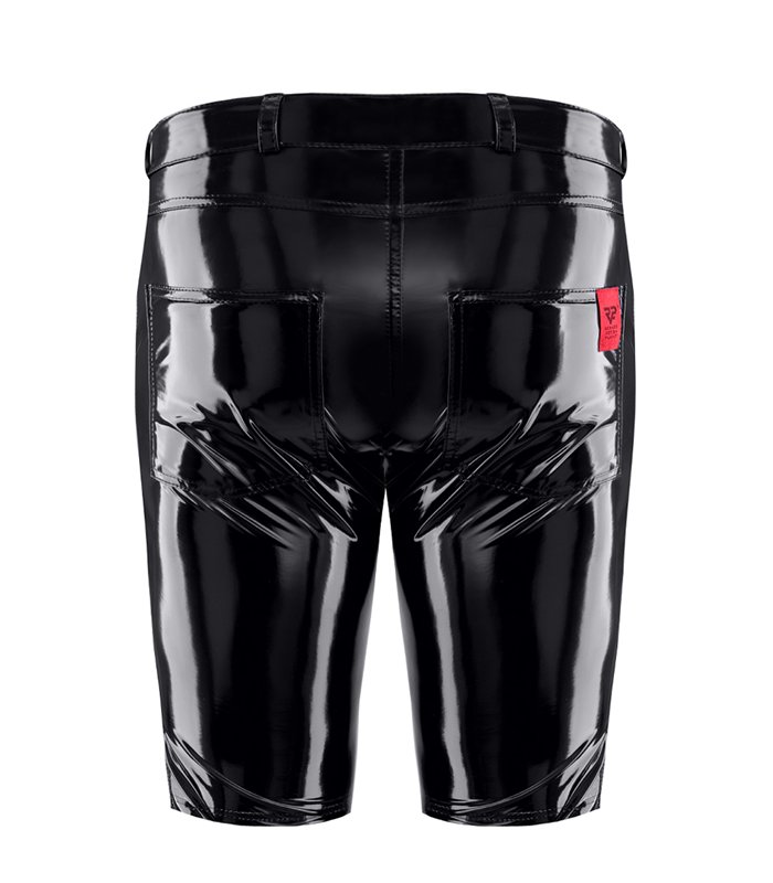 Herren PVC Shorts mit Metallring und Gürtelschlaufen | Regnes Fetish Planet