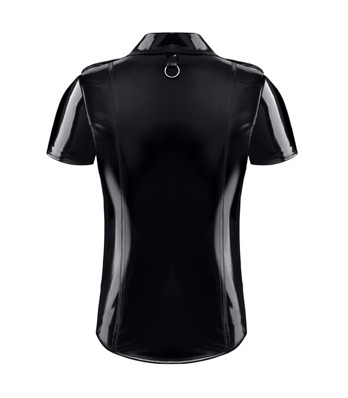 Herren Military PVC Hemd Slim Fit mit Druckknöpfen | Regnes Fetish Planet
