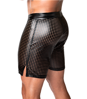 Perforierte Herren-Shorts mit Kunstleder-Akzenten und Reißverschluss | Noir Handmade Men