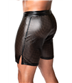 Perforierte Herren-Shorts mit Kunstleder-Akzenten und Reißverschluss | Noir Handmade Men