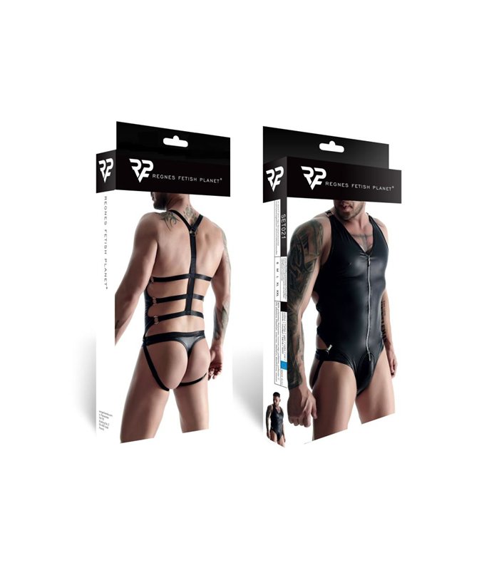 Ouvert Body mit Reißverschluss, seitlichen Clips und String | Regnes Fetish Planet