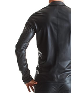 Extravagante Mesh-Jacke mit Wetlook-Elementen und vertikalen Linien | Regnes Fetish Planet Extravagante Mesh-Jacke mit Wetlook-Elementen und vertikalen Linien | Regnes Fetish Planet