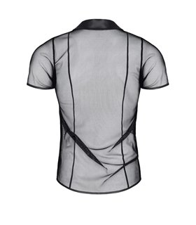 Transparentes Herren Mesh Poloshirt mit vertikalen Steppnähten | Regnes Fetish Planet Transparentes Herren Mesh Poloshirt mit vertikalen Steppnähten | Regnes Fetish Planet