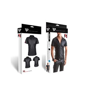 Wetlook-Poloshirt mit Reißverschluss und Ziernähten | Regnes Fetish Planet Wetlook-Poloshirt mit Reißverschluss und Ziernähten | Regnes Fetish Planet