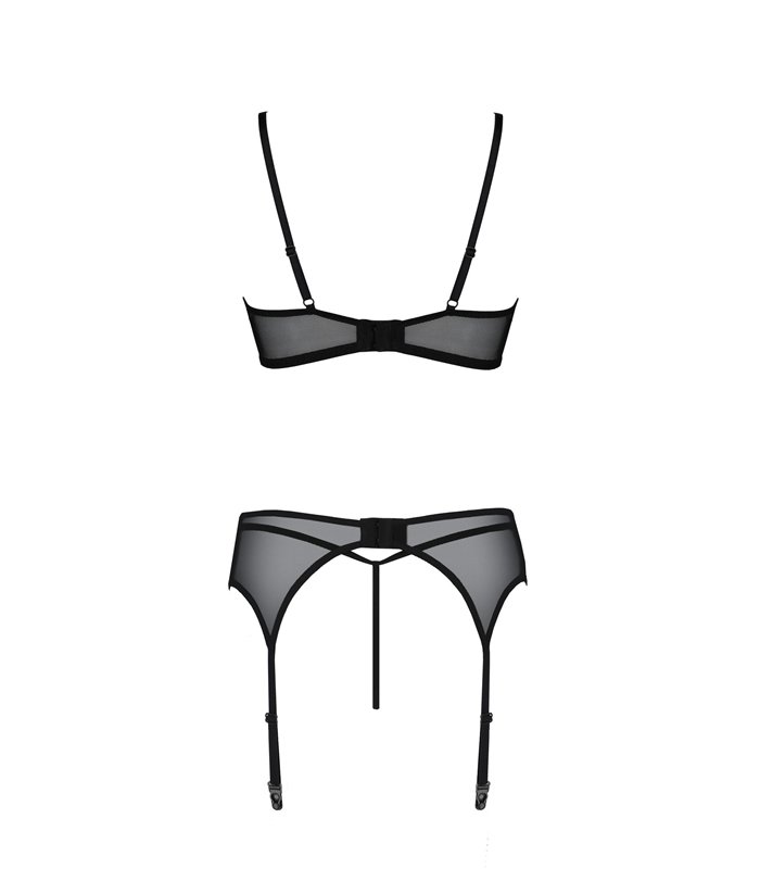Edles Dessous-Set aus Netz mit floralem Samt Muster | Passion