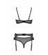 Erotisches Netz-Dessous Set mit Strumpfhalter und Bügel-BH | Passion