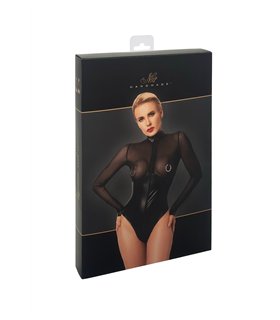 Transparenter Netz-Body mit Reißverschluss und Metallringen | Noir Handmade