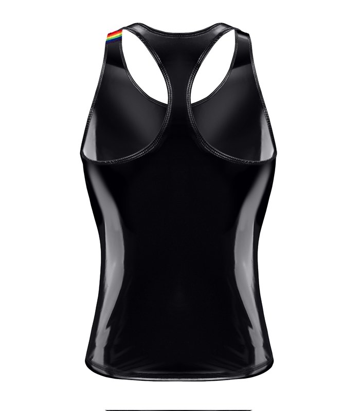 PVC Tank Top mit Regenbogen-Details | Regnes Fetish Planet