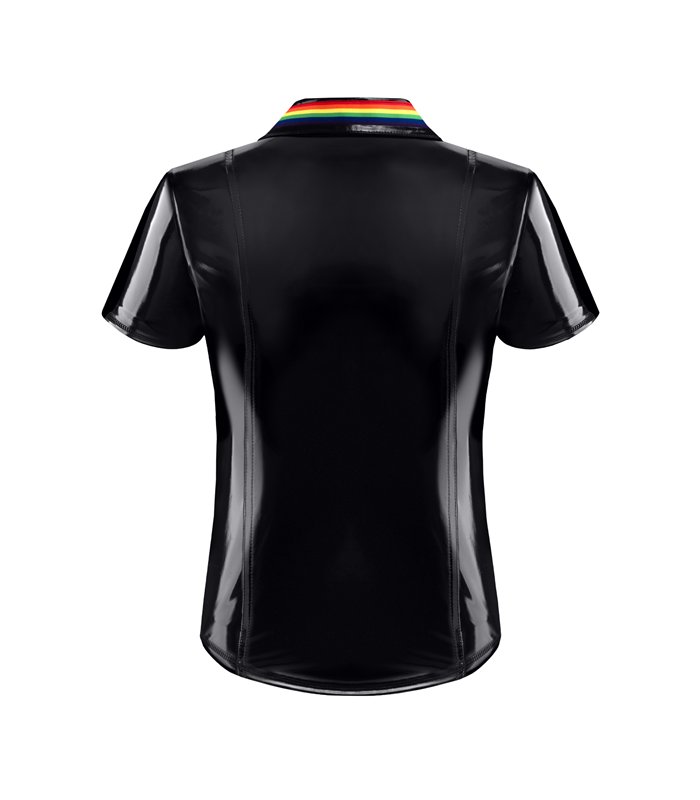 Herren Poloshirt mit Regenbogen-Kragen und Reißverschluss | Regnes Fetish Planet