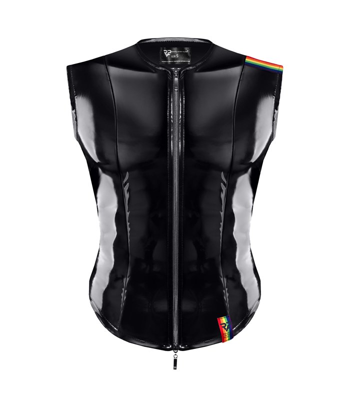 PVC Herren Weste mit vertikalen Nähten und Zipper | Regnes Fetish Planet