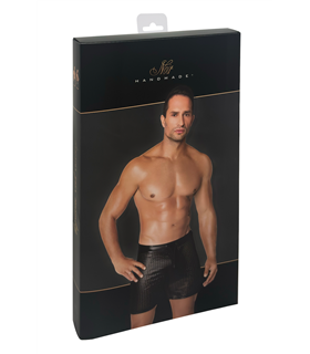 Perforierte Herren-Shorts mit Kunstleder-Akzenten und Reißverschluss | Noir Handmade Men