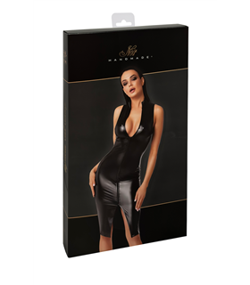 Elegantes Wetlook Kleid mit zweiwegigem Reißverschluss | Noir Handmade