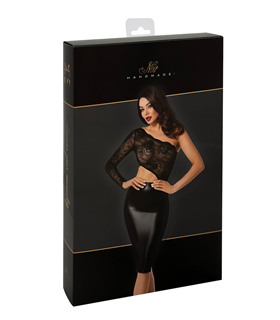 Wetlook-Kleid mit Spitzendetails und elegantem Schnitt | Noir Handmade